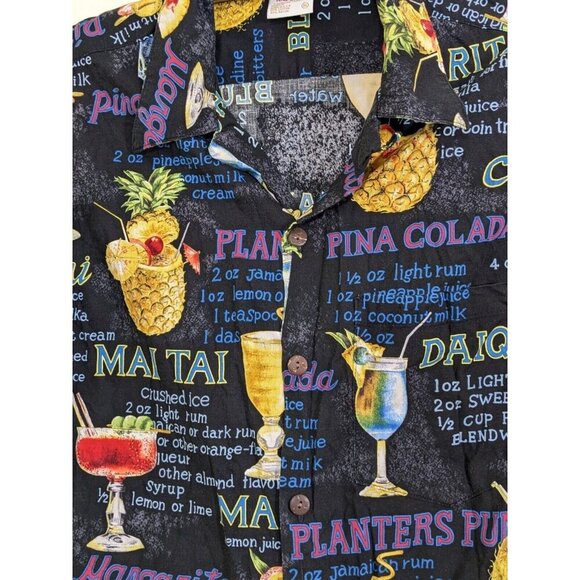 Go Barefoot Vintage Mens Hawaiian Camp Button Up Shirt Size XL Cocktail Recipes - Picture 4 of 6